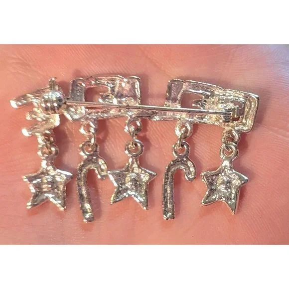 Vintage Christmas Holiday Brooch Pin Lot Of 3 Christmas Tree Believe Festive - Picture 5 of 9